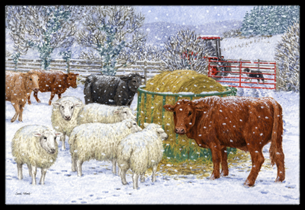 UPC 780475000018 product image for Cows & Sheep in the Snow Indoor or Outdoor Mat- 18 x 27 | upcitemdb.com