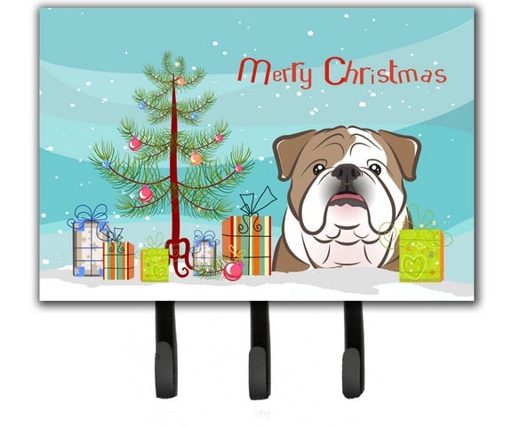 Bb1591th68 Christmas Tree & English Bulldog Leash Or Key Holder