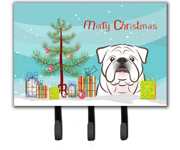 Bb1592th68 Christmas Tree & White English Bulldog Leash Or Key Holder
