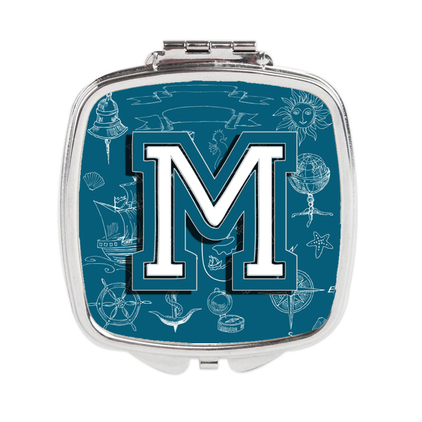 Cj2014-mscm Letter M Sea Doodles Initial Alphabet Compact Mirror