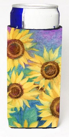 Ibd0247muk Sunflowers & Purple Michelob Ultra Can Coolers For Slim Cans