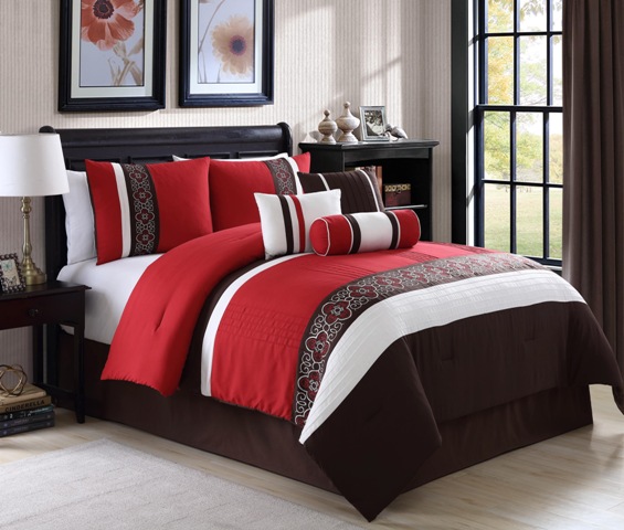 20881q Amberlyn Embroidery 7 Piece Comforter Set - Queen