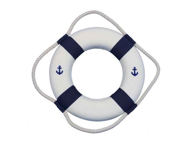 UPC 842010100048 product image for 10 Blue New Anchor Lifering Classic White Decorative Anchor Lifering with Blue B | upcitemdb.com