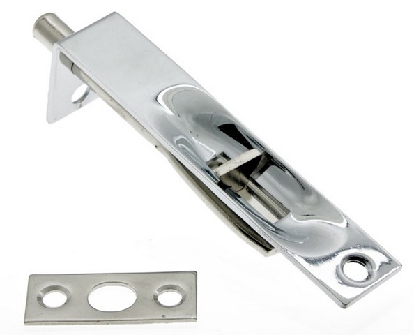 11014-026 Solid Brass Flush Bolt With Square End, Polished Chrome - 4 In.