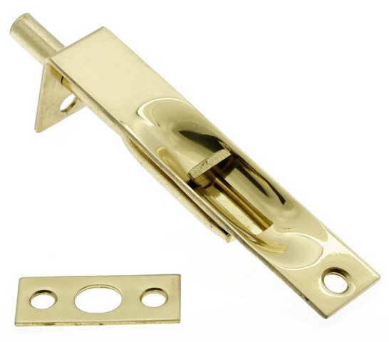 11014-3nl Solid Brass Flush Bolt With Square End, Polished Brass No Lacquer - 4 In.