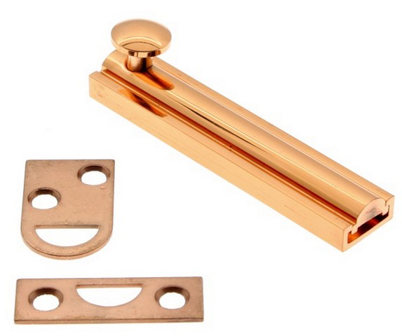 11043-008 Solid Brass Surface Bolt, Bright Copper - 3 In.