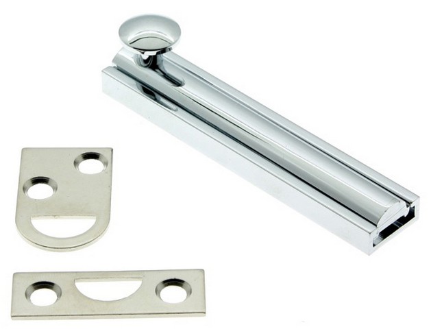11043-026 Solid Brass Surface Bolt, Polished Chrome - 3 In.