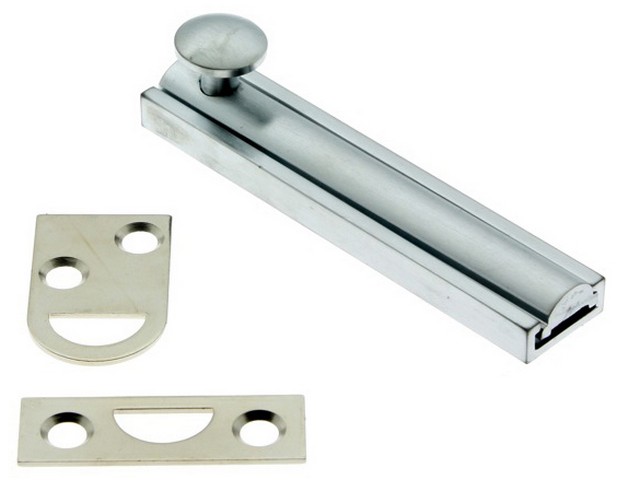 11043-26d Solid Brass Surface Bolt, Satin Chrome - 3 In.