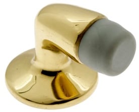 13007-3nl Solid Brass Gooseneck Mini Door Stop, Polished Brass No Lacquer