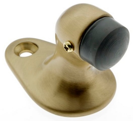 13012-004 Solid Brass Gooseneeck Small Door Stop, Satin Brass