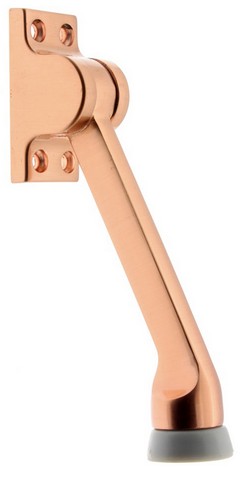13102-008 Solid Brass Square Kickdown Door Stop Holder With 5.5 In. Projection, Bright Copper