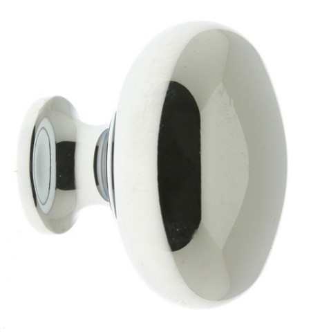 Solid Brass Round Door Knob, Polished Chrome - 1.25 In.
