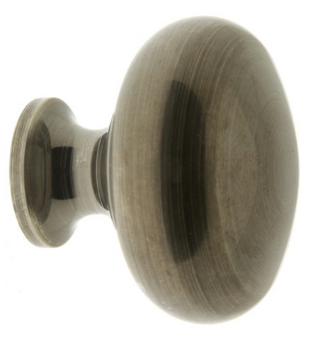 21194-15a Solid Brass Round Door Knob, Antique Nickel - 1.25 In.