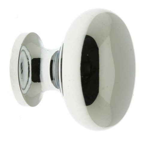Solid Brass Round Door Knob, Polished Chrome - 1 In.