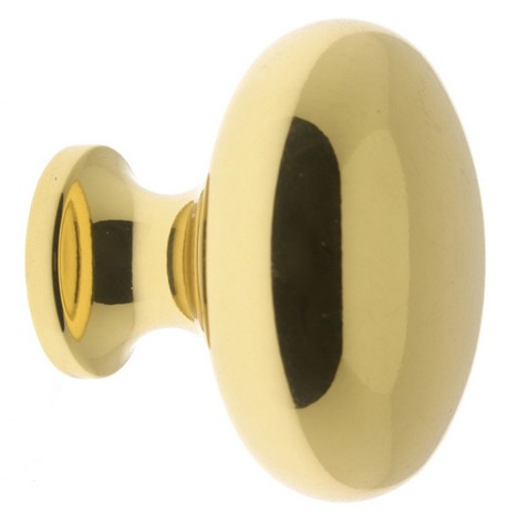 Solid Brass Round Door Knob, Polished Brass - 1.31 In.