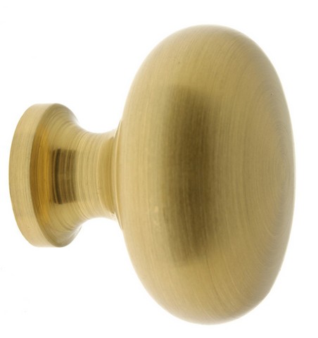 21197-004 Solid Brass Round Door Knob, Satin Brass - 1.31 In.