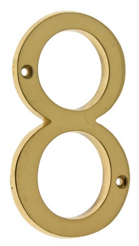 23028-003 Solid Brass House Number 8, Polished Brass - 4 In.