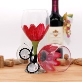 Da-re Daisy Painted Wine Glass, Red