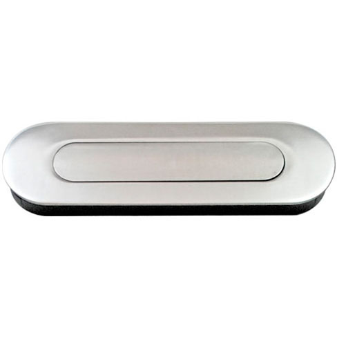 155 Mm Oval Flush Pull With Spring Loaded Cover, Polished Us32 - 629 Stainless Steel