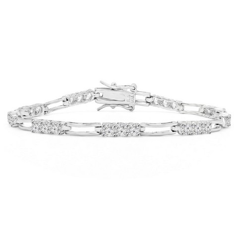 Round Cut Cz Cubic Zirconia Fashion Tennis Bracelet In 0.925 Sterling Silver - 7 Inches, 1.75 Carat