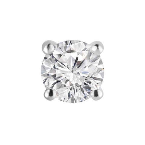 0.14 Ct Mens Solitaire Round Diamond Stud Earring In 14k White Gold, 0.14 Carat