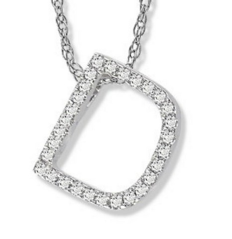 Diamond Initial D Pendant Set In 14k White Gold