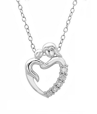 Journey Diamond Mother & Child Pendant - Necklace In Sterling Silver
