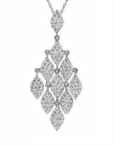 Sterling Silver Crystal Chandelier Pendant - Necklace With Swarovski Elements