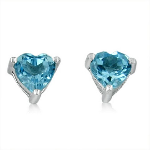 Heart Shape Bluetopaz Earrings In Sterling Silver, 2 Ct