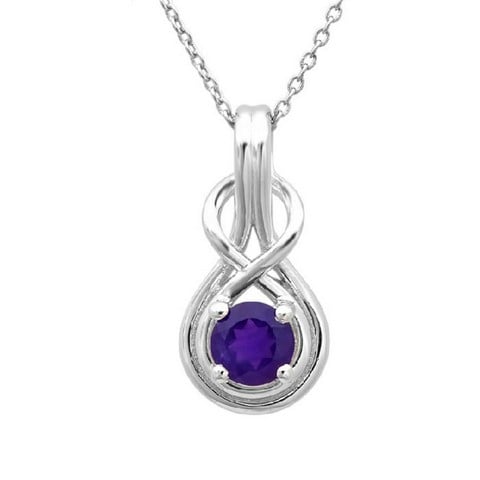 Amethyst Love Knot Pendant - Necklace In Sterling Silver, 0.75 Ct