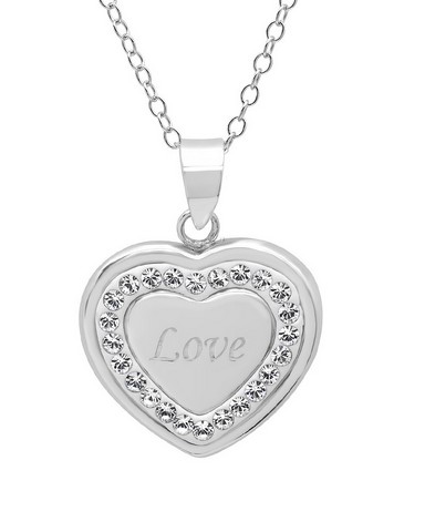 Sterling Silver Crystal Love In Heart Pendant With Swarovski Elements