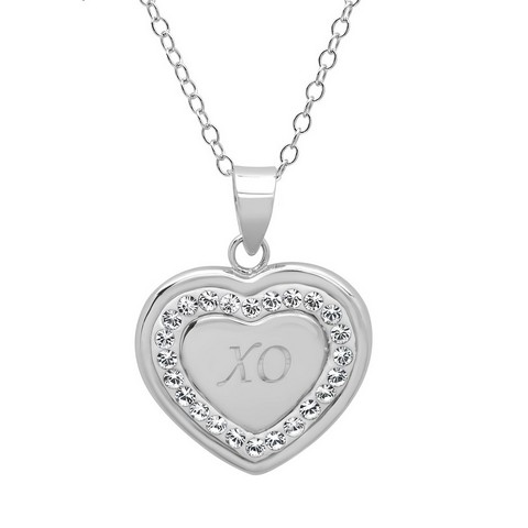 Sterling Silver Crystal X & O In Heart Pendant With Swarovski Elements