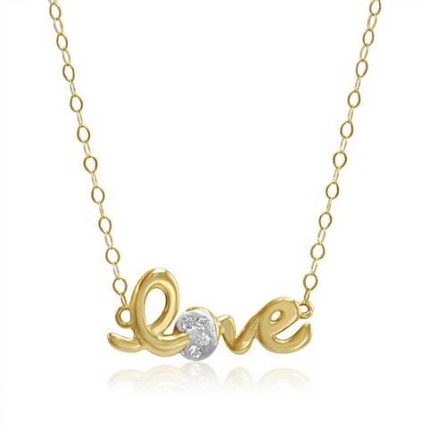 Teeny & Tiny Love Necklace 14k Gold In Crystals