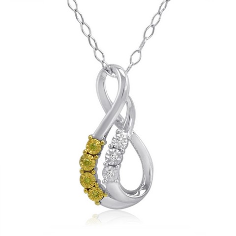 Diaura Yellow & White Diamond Swirl Pendant In Sterling Silver