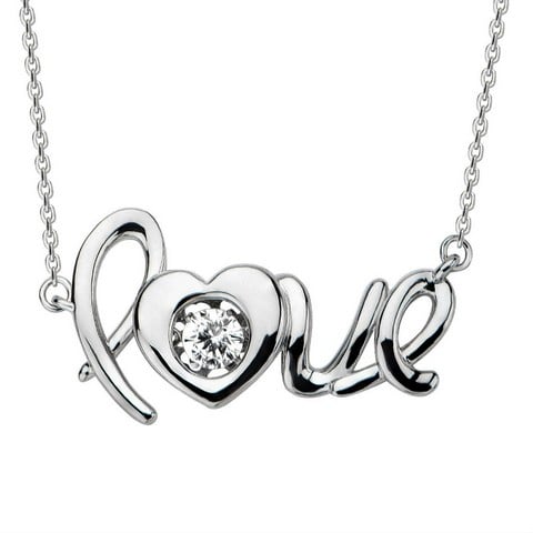 Sterling Silver Gems Motion Love Pendant - Necklace In Swarovski Zirconia