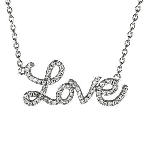 Sterling Silver Love Necklace In Swarovski Zirconia