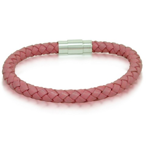Braided Pink Leather Ladies Bracelet
