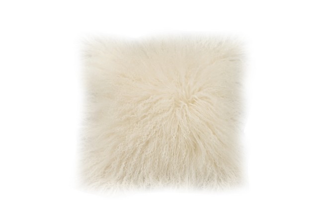 Lamb Synthetic Fur Pillow- Cream White