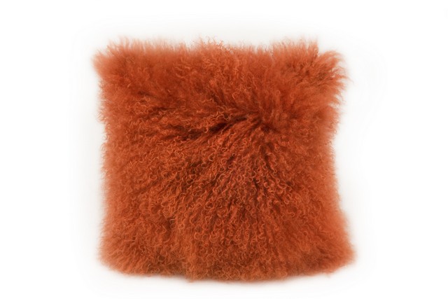 Xu-1000-12 Lamb Synthetic Fur Pillow- Orange