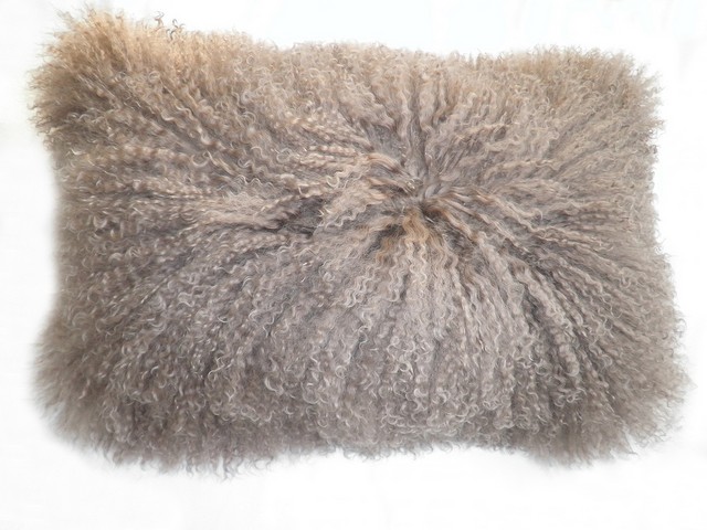 Lamb Synthetic Fur Rectangular Pillow- Natural