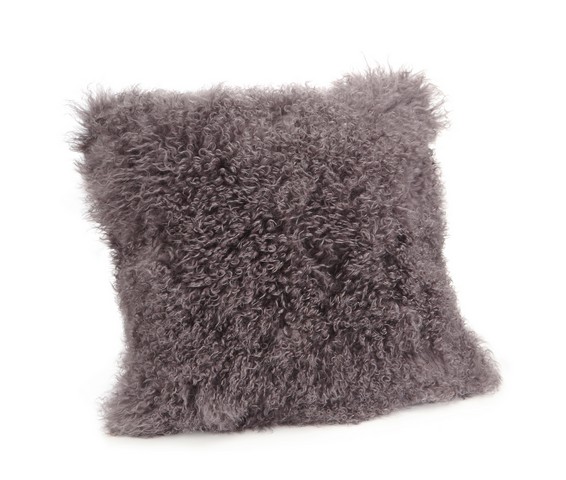 Xu-1005-29 Lamb Synthetic Fur Pillow- Large - Light Grey