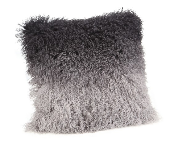 Xu-1006-25 Lamb Synthetic Fur Pillow- Spectrum- Dark Grey