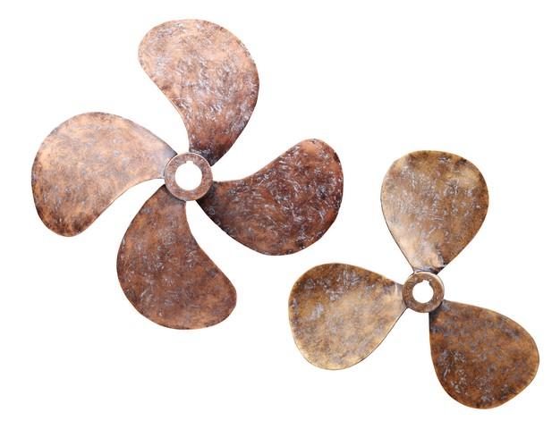 Hw-1044-32 Propellers Wall Decor, Gold, Set Of 2