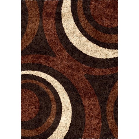 3700 Impressions Shag Ring Of Fire Mocha Area Rug, Brown - 5.25 X 7.5 Ft.