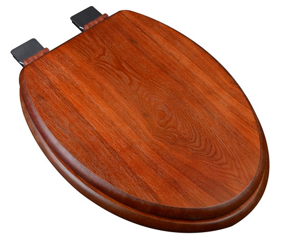 5f1e1-15ch Decorative Wood Elongated Toilet Seat With Chrome Hinges, American Red Cherry