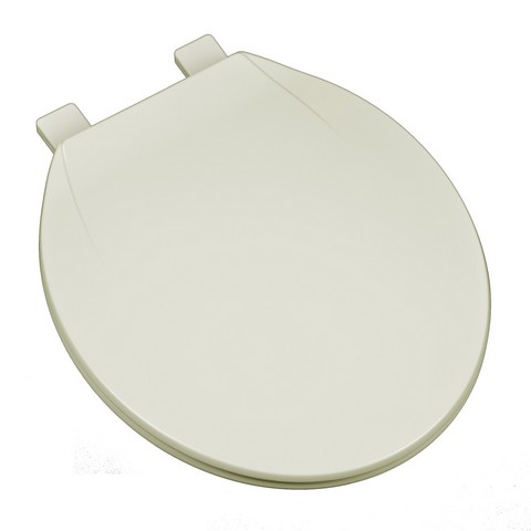 Deluxe Plastic Round Front Contemporary Design Toilet Seat, Linen & Biscuit