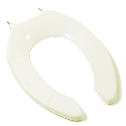 Commercial Quality Elongated Toilet Seat With Stainless Steel Hinges Post & Self Sustaing Hinges, Biscuit & Linen