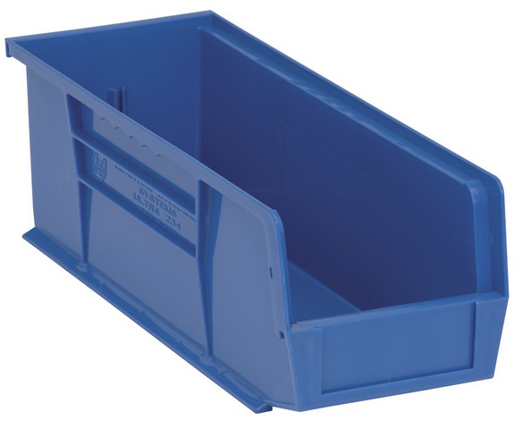 Quantum Storage QUS234BL Ultra Stack & Hang Bin- Blue - 14.75 x 5.5 x 5 in.