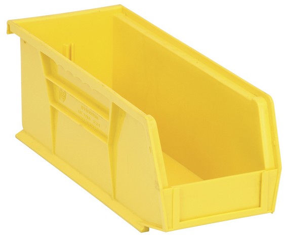 Quantum Storage QUS224YL Ultra Stack & Hang Bin, Yellow - 10.87 x 4.12 x 4 in.