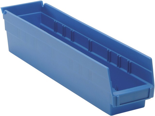 Quantum Storage QSB103BL Economy 4 in. Shelf Bin, Blue - 17.87 x 4.12 x 4 in.